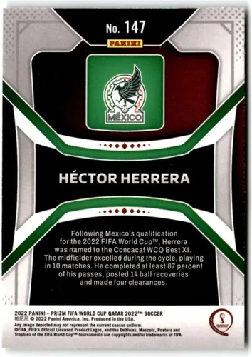 Vista 2 de 2022 PANINI PRIZM FIFA WORLD CUP QATAR #147 HECTOR HERRERA MEXICO