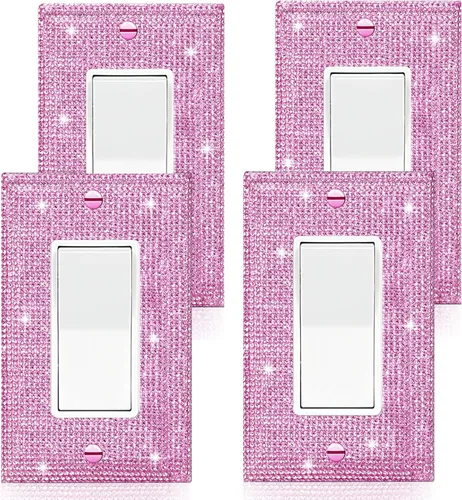 Vista 13 de Gaocai 4 piezas de cubierta de placa de pared de diamantes de imitación de plata brillante 1 Gang cubierta decorativa interruptor de diamantes