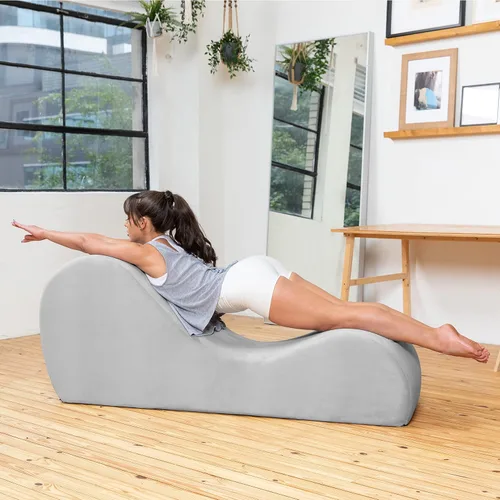 Vista 45 de Avana Elegante tumbona para yoga, para estiramiento, relajación, berenjena.
