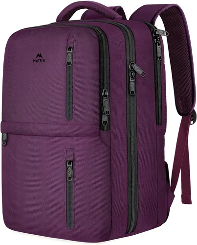Vista 11 de MATEIN - Mochila de viaje para laptop, aprobada para vuelos, con compartimento para zapatos y puerto USB, equipaje resistente al agua, mochila