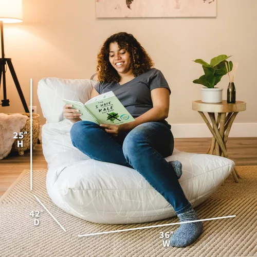 Vista 38 de Big Joe Roma Puf, Sherpa de avena y grafito, gamuza vegana, 3 pies