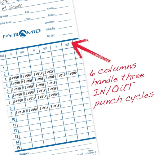 Vista 5 de Pyramid Time Systems - Tarjetas de tiempo auténticas (42415) para modelos piramidales 2500, 2500K1, 2600 y 2650 relojes de tiempo de alineación