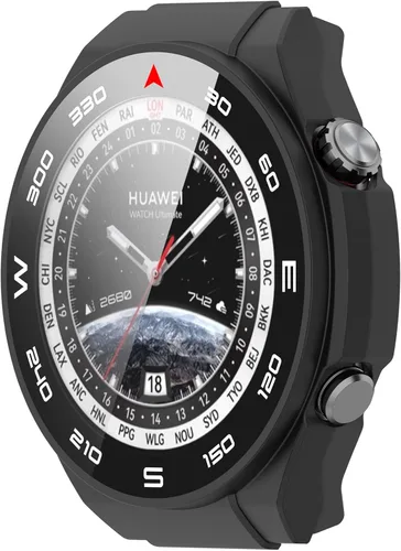 Vista 4 de TenCloud Funda protectora de pantalla diseñada para Huawei Watch, protector de pantalla de vidrio templado, antiarañazos, para Huawei Watch Ultimate