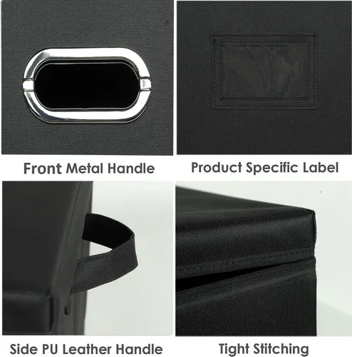 Vista 3 de Cajas de almacenamiento de discos de vinilo de 12 pulgadas con tapas y asas, elegante y práctico organizador de discos LP para más de 100 discos