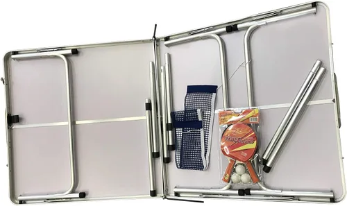 Vista 6 de Mesa de tenis de mesa plegable para interiores con red, mesa de juegos de pingpong, fácil de fijar y quitar la red
