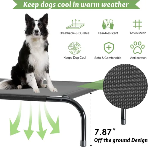 Vista 6 de Cama elevada refrescante para perro, camas elevadas para perros, a prueba de mordidas con malla de textileno transpirable y lavable, hamaca portátil
