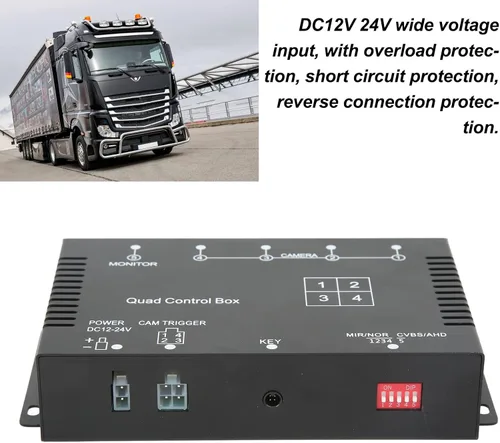 Vista 2 de Divisor de video de 4 canales, 1080P AHD 4 cámaras de control de video para cámaras de automóvil, interruptor de imagen, caja combinadora
