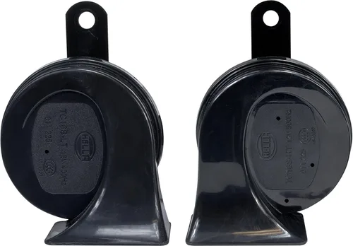 Vista 2 de HELLA 012010971 Kit de Bocina de Trompeta Negra de 12V (Ajuste Universal - Paquete Blíster)