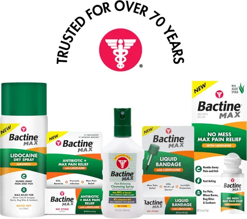 Vista 6 de Bactine MAX First Aid Spray - Spray limpiador para aliviar el dolor con 4% de lidocaína, lidocaína adormecedora que mata el 99% de los gérmenes