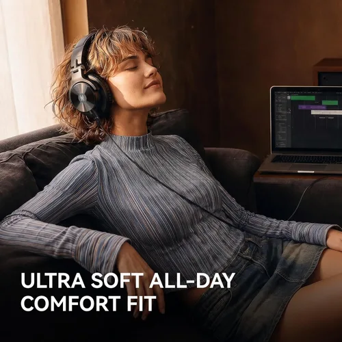 Vista 5 de OneOdio Auriculares Bluetooth A70 Gen 2 y con cable sobre la oreja con LDAC Tiempo de reproducción de 72 horas, Bluetooth 6.0, micrófono integrado