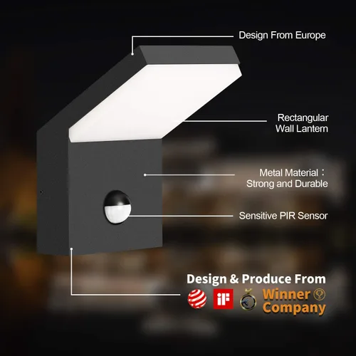 Vista 5 de Lámpara LED de pared con sensor de movimiento para exteriores, moderna, para porche, IP54, impermeable, para decoración de casa, garaje, patio, 1800