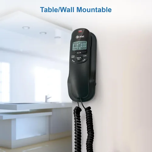 Vista 10 de Teléfono con cable AT&T TR1909 Trimline con identificador de llamadas, Negro