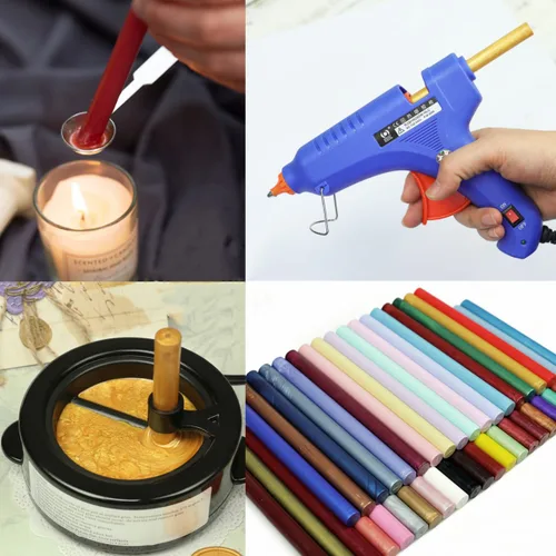Vista 4 de Barras de sellado de cera de oro rosa, 20 varillas de sellado de cera para pistola de pegamento de 0.43 pulgadas, ideal para sello de cera