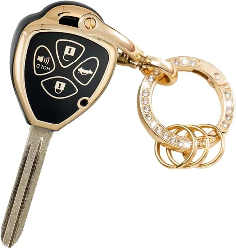 Vista 4 de Funda para llavero con llavero de metal compatible con Toyota Avalon 2008-2013 / Camry 2007-2011 / Corolla 2008-2013 / 2009-2014 Venza Accessories