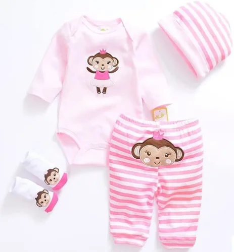 Ropa para Muñeca Bebé Niña Reborn 20-22 Pulgadas Bebé Niña Recién Nacida Conjunto de Accesorios de 4 Piezas