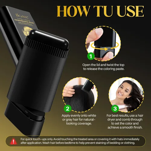 Vista 7 de Tinte de pelo peine seguro y conveniente, varita portátil de retoque de color, impermeable y a prueba de sudor, retoques rápidos, cubre