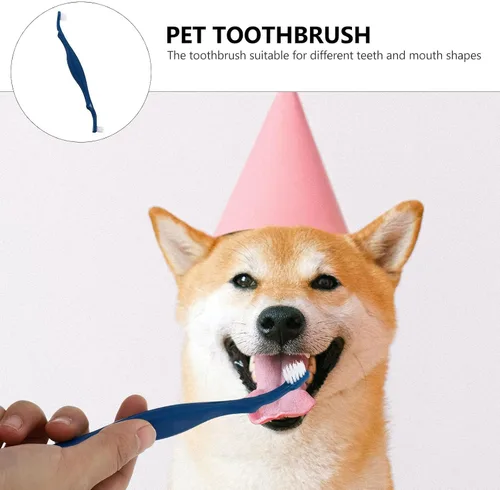 Vista 7 de 3pcs PET Toothbrushes Double Head Design Long Handle for Dog Oral Care