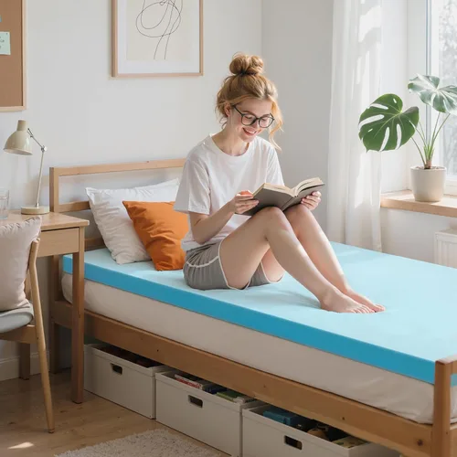 Vista 8 de CHUN YI Cubrecolchón de espuma viscoelástica tamaño individual, 2 pulgadas con infusión de gel para aliviar la presión, certificado CertiPUR-US