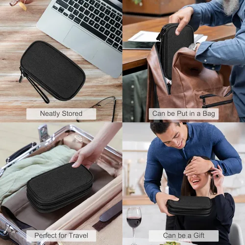 Vista 106 de FYY Organizador para accesorios electrónicos, para viajes, para cables, celular y cargadores, estuche portátil, impermeable, doble capa, bolsa