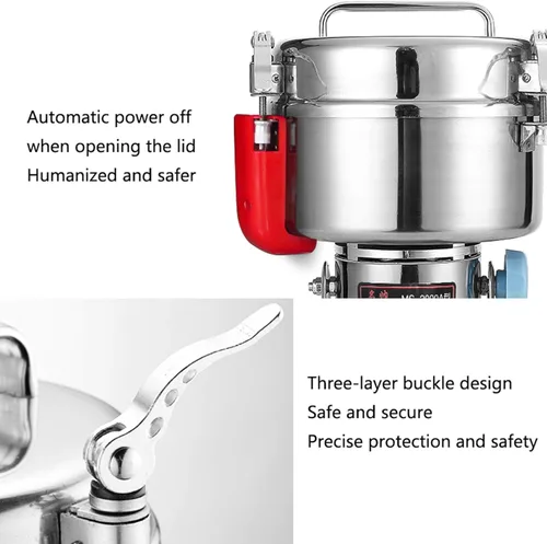 Vista 6 de Molino de granos de acero inoxidable tipo oscilación 800G, molienda de café, molinillo eléctrico, para moler varios cereales materiales secos