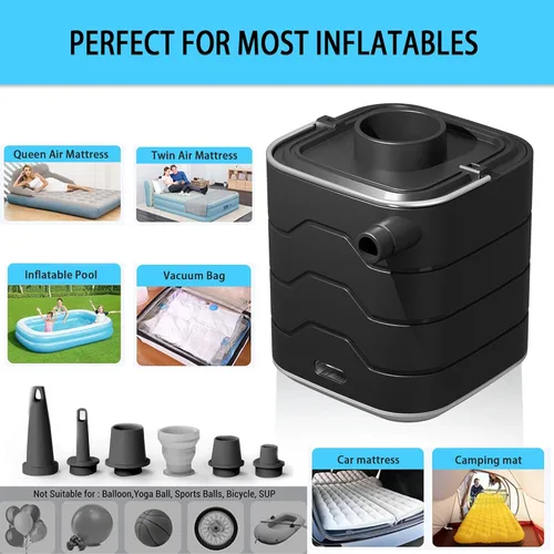 Vista 3 de Portable-Electric-Mini-Air-Pump for Inflatables, Swimming Rings, Sleeping Pads, Vacuum Bags, Mattress, Camping Fire & Outsides Lightinge