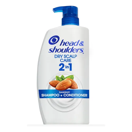 Vista 6 de Head and Shoulders Cuidado del cuero cabelludo seco con aceite de almendras Champú y acondicionador 2 en 1 anticaspa sin parabenos 13.5 onzas