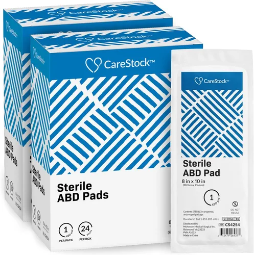 Vista 10 de CareStock Almohadillas abdominales de 8 x 10 pulgadas, almohadillas estériles ABD, extra absorbentes, envueltas individualmente, primeros auxilios