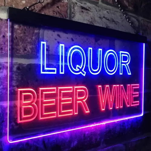 Vista 3 de ADVPRO Liquor Beer Wine Bar Man Cave Dual Color LED Neon Sign Blue & Red 12 x 8 Inches st6s32-i0914-br