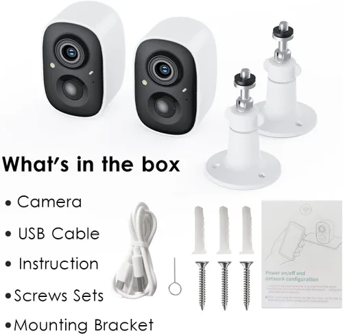 Vista 9 de GMK Cámaras de seguridad inalámbricas para exteriores, visión nocturna a color 2K, detección de movimiento AI, conversación de 2 vías, funciona