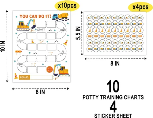 Vista 2 de Tabla de recompensas de comportamiento de excavadora para niños pequeños, niños y niñas, You Can Do It, Tabla de incentivos de camiones