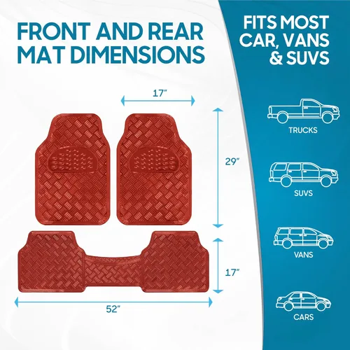 Vista 7 de BDK Tapetes cromados metálicos para automóvil, ajuste universal para todo tipo de clima, tapetes automotrices para autos, SUVs, tapetes