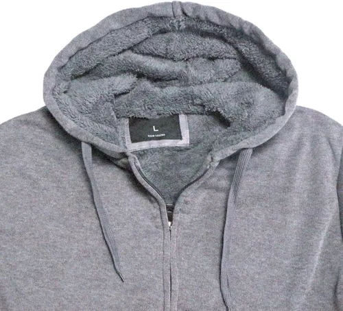 Vista 5 de Gary Com - Sudadera de sherpa pesada con capucha para hombre, forro de vellón grueso, con cremallera completa, cálida chaqueta de trabajo
