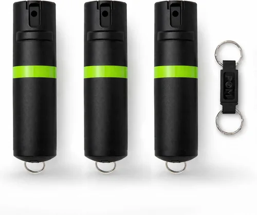 Vista 25 de POM Premium Pepper Spray Keychain, Quick Release Access Flip Top Safety, Police Grade OC Formula with UV Marking Dye, 25 Precision Bursts, 10 Foot