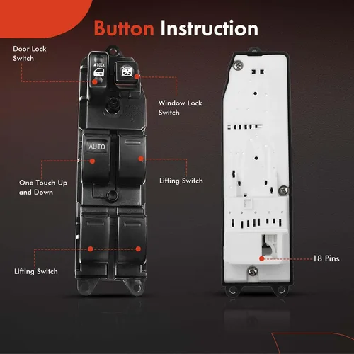 Vista 4 de A-Premium Master - Interruptor eléctrico de ventana compatible con Toyota Camry 2002-2006, RAV4 2001-2005, Sienna 2004-2009, lado delantero