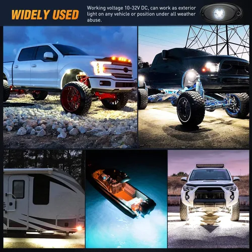 Vista 8 de Nilight LED Rock Light - 6 unidades de luces impermeables para debajo del cuerpo o ruedas, iluminan bien, luz para exterior o interior del auto