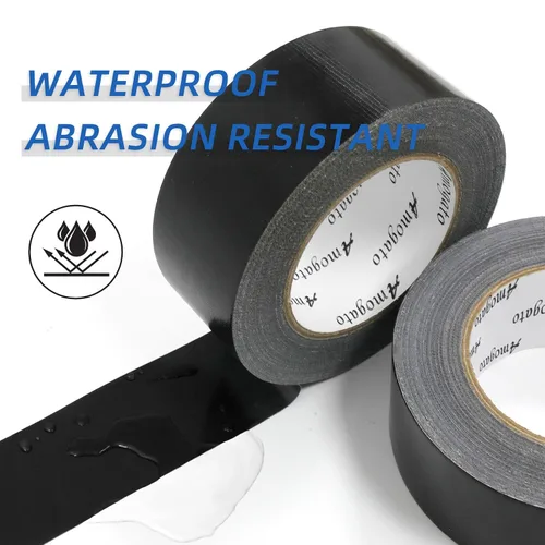 Vista 3 de Cinta adhesiva impermeable resistente para uso industrial y exterior, 3 rollos de 1.88 x 30 yardas, resistente al desgarro, cinta adhesiva negra