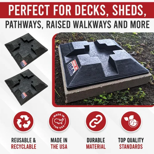 Vista 4 de Bloque de base fabricado en Estados Unidos, soporte de cubierta, bloque Handi, soporte de barra de base de cobertizo de muelle, resistente