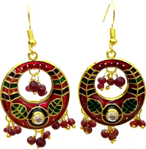 DESI HAWKER Meenakari Minakari esmalte pintura oro hecho a mano pendiente Bali Jhumki Jhumka joyería étnica gota colgante aro Afghani Chandbali