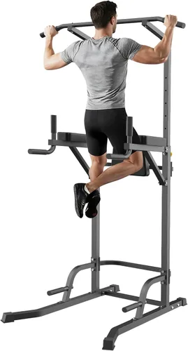 Power Tower - Barra de dominadas para gimnasio en casa, estación de entrenamiento multifunción con altura ajustable, capacidad de 440 libras, base