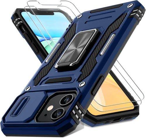 Vista 20 de DEERLAMN Funda para iPhone Air de 6.5 pulgadas con cubierta deslizante para cámara + protector de pantalla (2 paquetes), soporte de anillo giratorio