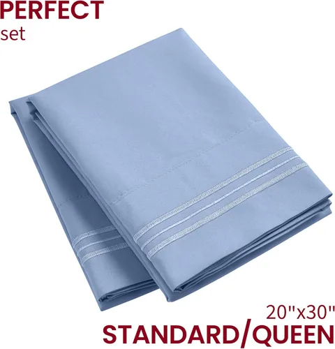 Vista 160 de Mellanni Fundas de almohada de lujo, extrasuaves, refrescantes, fundas de almohada de 2 piezas de la colección Icónica, cierre de sobre