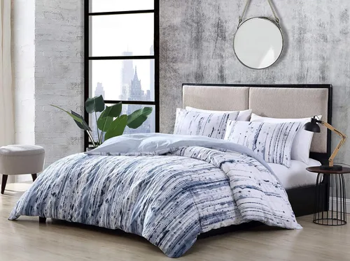 Vista 12 de City Scene - Juego de funda de edredón tamaño King, ropa de cama 100% algodón suave para comodidad durante todo el año, juego de cama de 3 piezas