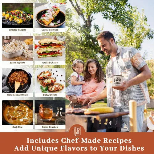 Vista 6 de Recipiente para grasa de tocino con colador - Con espátula de silicona de grado alimenticio de 24oz, recipiente rústico de grasa esmaltado