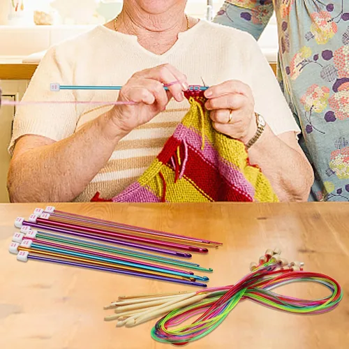 Vista 3 de Aeelike - Juego de agujas de ganchillo tunecino, 11 unidades de ganchillo largo afgano de 2-8 mm de aluminio y 12 unidades de ganchillo de bambú