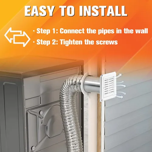 Vista 5 de Funmit Cubierta de ventilación acanalada de 4" para evitar anidación de aves para ventilación exterior de secador con 4 tornillos para fácil