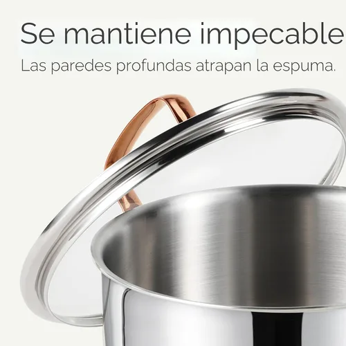 Vista 4 de CAROTE Olla de acero inoxidable de tres capas de 8 cuartos de galón, olla no tóxica con tapa, olla para sopa y pasta, calentamiento uniforme, apta