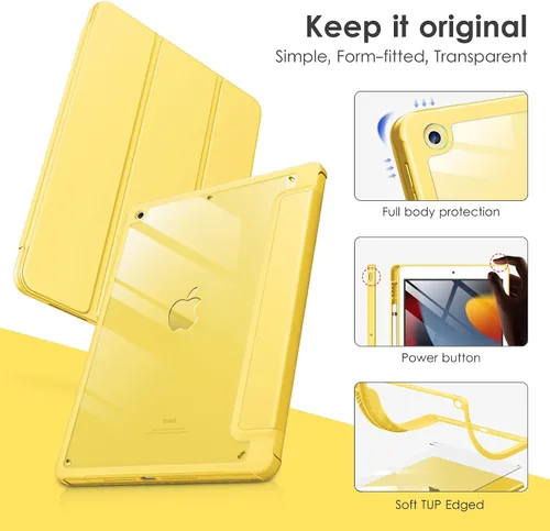 Vista 3 de VIKESI Funda para iPad de 9ª / 8ª / 7ª generación de 10.2 pulgadas (versión 2021/2020/2019), parte trasera transparente, cubierta de marco de TPU a