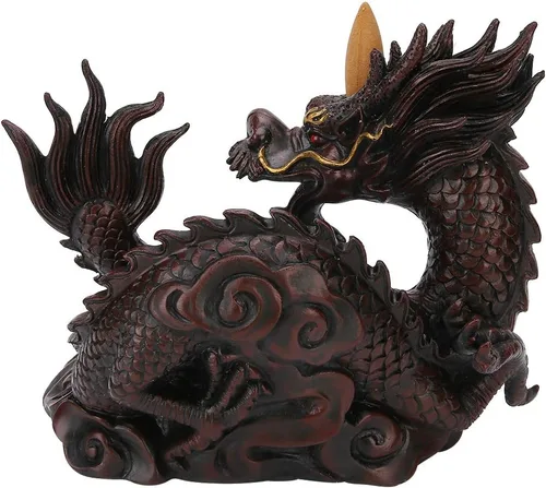 Vista 8 de LIZEALUCKY Quemador de incienso LED Dragon Backflow Incienso Conos Quemador de incienso Soporte para palo de incienso Porcelana Cerámica Reflujo