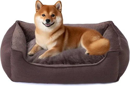 Vista 12 de Makigued Cama rectangular para perros de tamaño mediano con funda extraíble lavable, cama para mascotas con lados de refuerzo, parte inferior