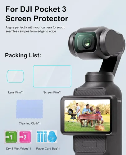 Vista 7 de PULUZ Protector de lente de vidrio templado 9H 2.5D HD + película de pantalla LCD de vidrio templado para DJI OSMO Pocket 3 utilizado para lentes